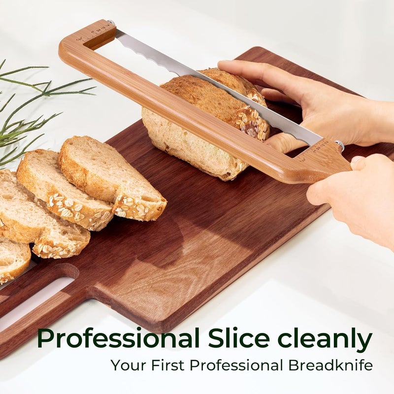 keechee Sourdough Bread Knife – Extra Large Bread Slicer for Homemade Bread with Thickness Guide & Stainless Steel Blade, Even Slice Cutter for Baguettes, Bagels, Gift for Bread Lovers (Standard) - Image 2